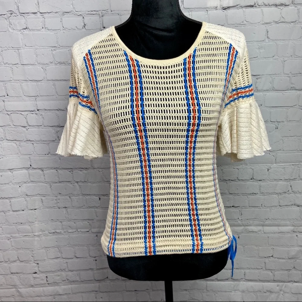Free People Ruffle Sleeve Knit Top